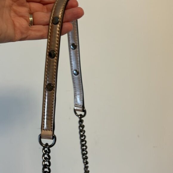 Rebecca Minkoff Mini MAC Rose Gold mirrored CrossBody Bag chain strap - Picture 10 of 13